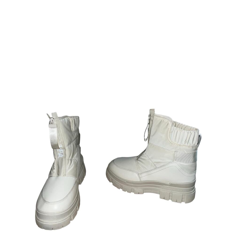 VIAPIPA White Snow Boots Women Size 9 Winter Puffer Zip Chunky Sole